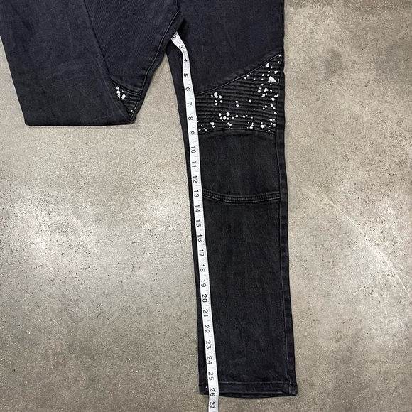 Red Ape Black Ribbed Patches Paint Splatter Jeans - Picture 7 of 9